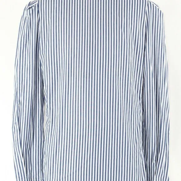 Greyson $298 Sz M Blue White Striped Multi Smock Side Trend Cotton Shirt Top